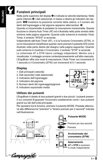manuale d'uso operation manual manuel d'instructions - Campagnolo