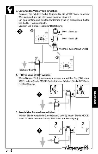 manuale d'uso operation manual manuel d'instructions - Campagnolo