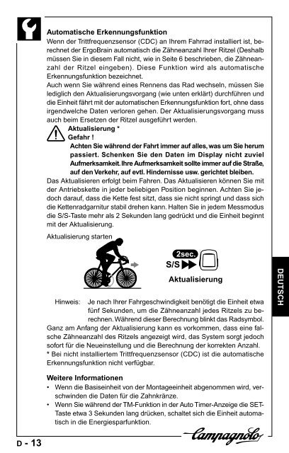 manuale d'uso operation manual manuel d'instructions - Campagnolo