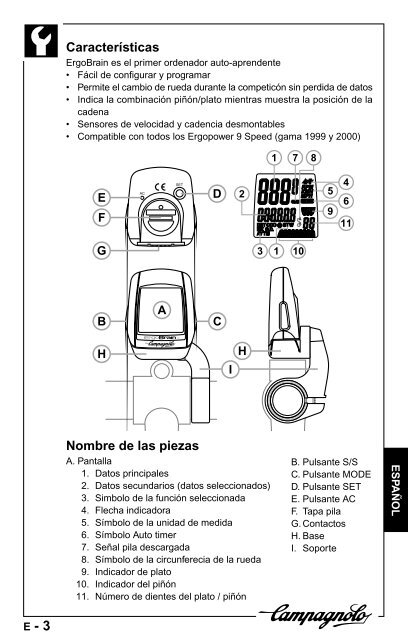 manuale d'uso operation manual manuel d'instructions - Campagnolo