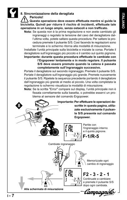 manuale d'uso operation manual manuel d'instructions - Campagnolo