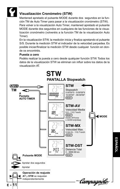 manuale d'uso operation manual manuel d'instructions - Campagnolo