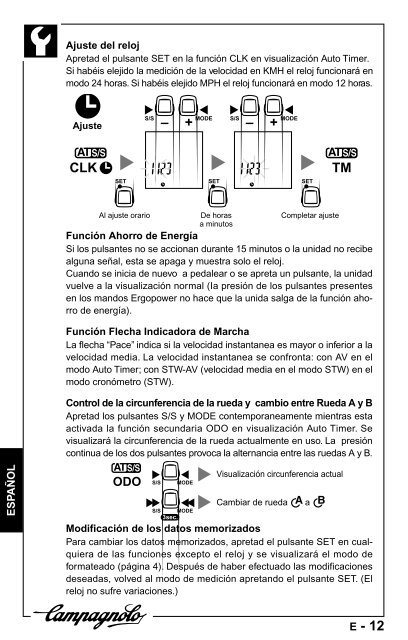 manuale d'uso operation manual manuel d'instructions - Campagnolo