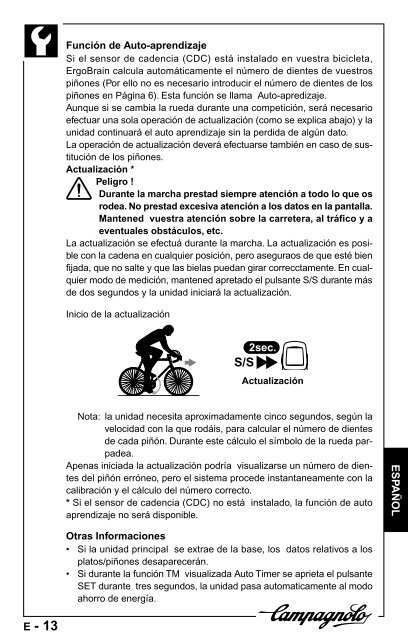 manuale d'uso operation manual manuel d'instructions - Campagnolo