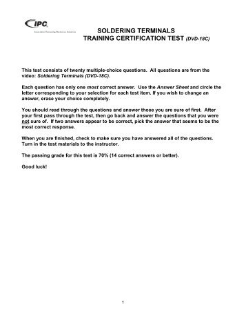 soldering terminals training certification test (dvd-18c) - IPC Training ...