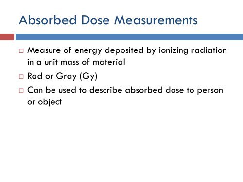 Measuring Radiation and Equipment - West Virginia Division of ...