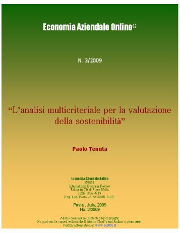 L'analisi multicriteriale per la valutazione della sostenibilitÃ  - Riviste