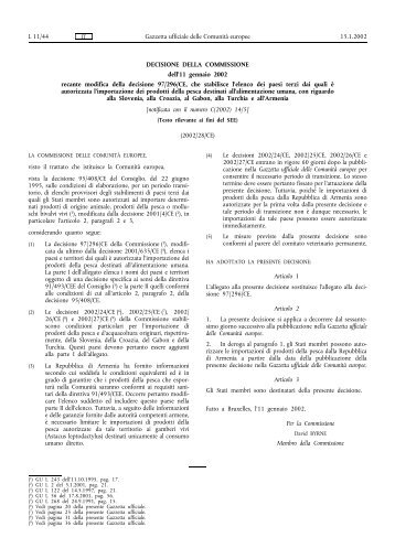Gazzetta ufficiale delle ComunitÃ  europee 15.1.2002 L 11 ... - SIVeMP