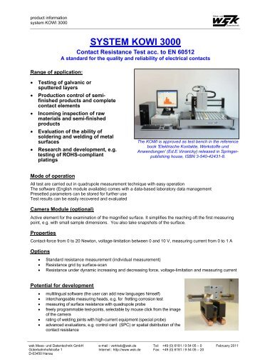 SYSTEM KOWI 3000 - wsk Mess- und Datentechnik GmbH