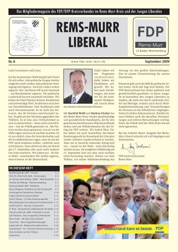 Rems-Murr-Liberal 08/2009 vom 21.09.2009 - FDP Kreisverband ...