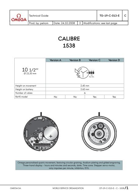 omega calibre 1538