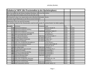 Schulen in NRW (fÃ¼r Praxisstudien in der Bachelorphase) - dbs-lin