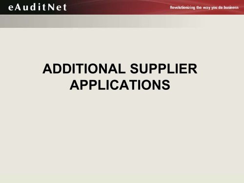 eAuditNet Supplier Tutorial - PRI