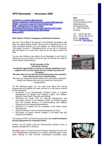 Hpti-Newsletter - November 2005