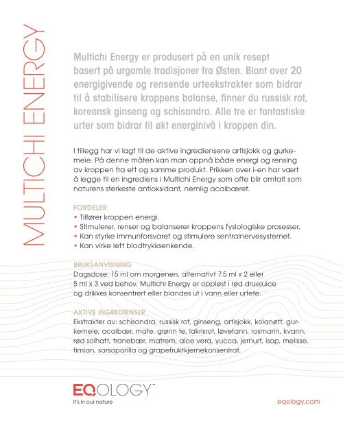 Multichi Energy Produktark - Eqology