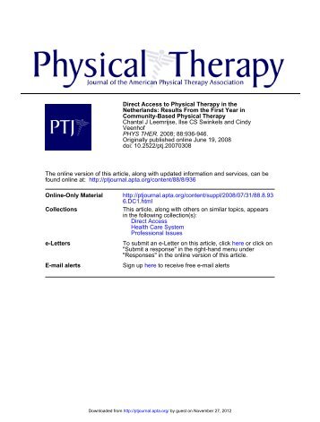 Direct Access to Physical Therapy in the Netherlands: Results From ...