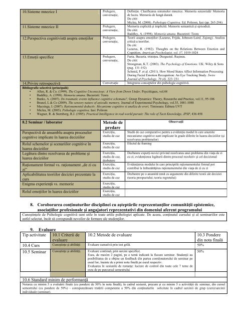 Psihologie cognitiva AN II, SEM. 2