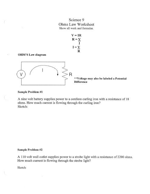 Ohms Law Worksheet.pdf - clhs9