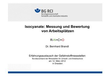 Isocyanate: Messung und Bewertung von ArbeitsplÃ¤tzen Isocyanate ...