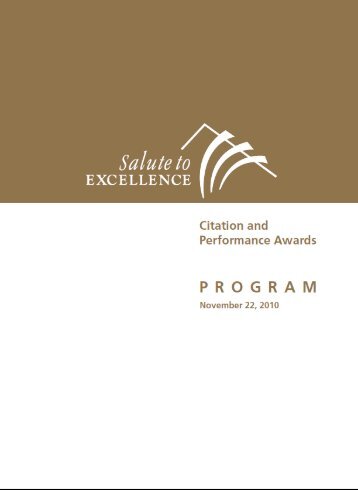 Citation and Performance Awards 2010 Program - City of Edmonton