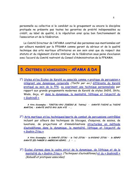 AFAMA & DA - Association Francophone d'Arts Martiaux Affinitaires