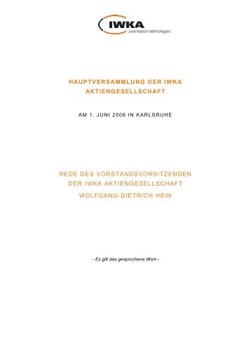 Rede des Vorstandsitzenden (PDF) - KUKA Aktiengesellschaft