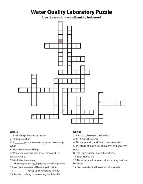 Water Quality Lab Crossword Puzzle