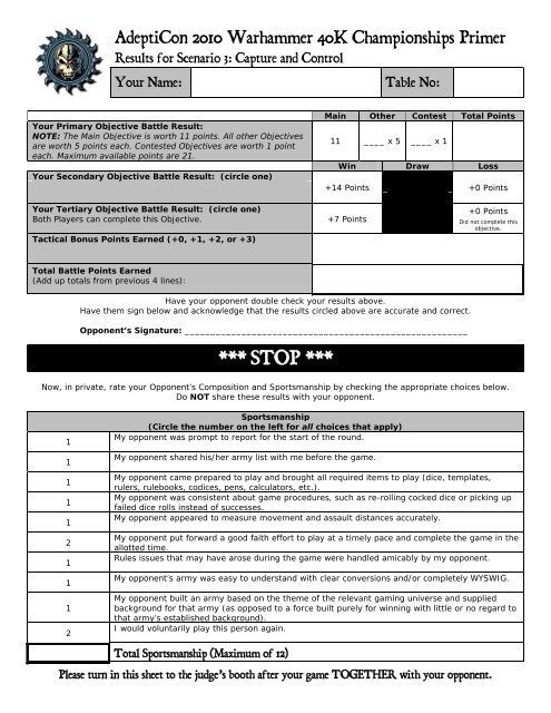 2010 Warhammer 40K Championships Primer