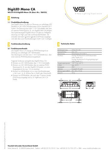 Betriebsanleitung DigiLED Mono CA - Vossloh Schwabe