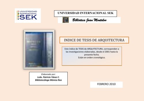 tesis de arquitectura - Universidad Internacional SEK | Ecuador