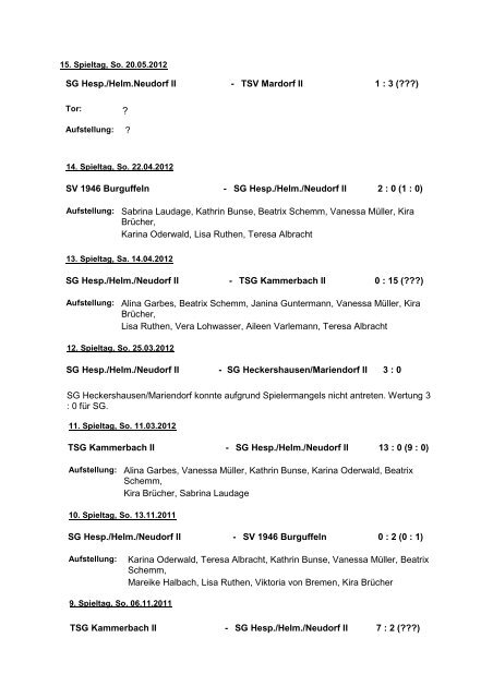 Spielberichte 2. Damen 11-12 - hesperinghausen.de