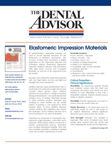 Rating Elastomeric Impression Materials