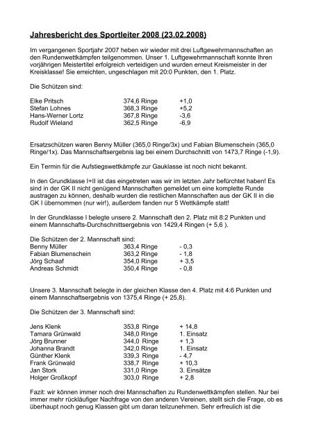 Bericht des Sportleiters JHV 2008 - SSV Klein-Bieberau / Webern