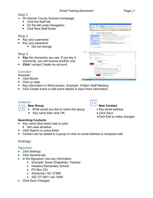 Step 1 Step 2 Step 3 Settings - Warren County Schools