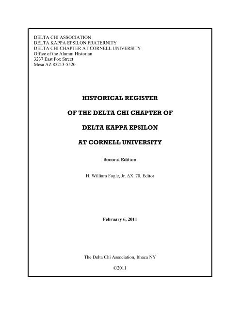 historical register of the delta chi chapter of delta kappa epsilon at ...