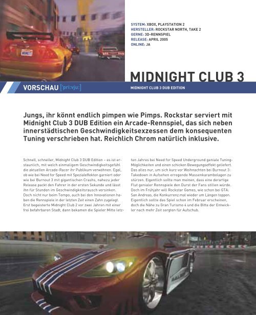 MIDNIGHT CLUB 3: DUB EDITION RENNSPIELE - zockt