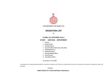 GRADATION LIST - Department of AYUSH Haryana, Panchkula