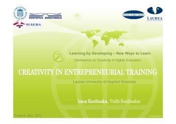 CREATIVITY IN ENTREPRENEURIAL TRAINING - LbD Conference