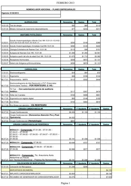 Nomenclador Adicional - Empresarial - Ene-Feb 2013 - Corregido