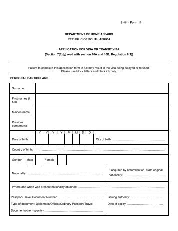 BI-84) Form 11 DEPARTMENT OF HOME AFFAIRS ... - South Africa