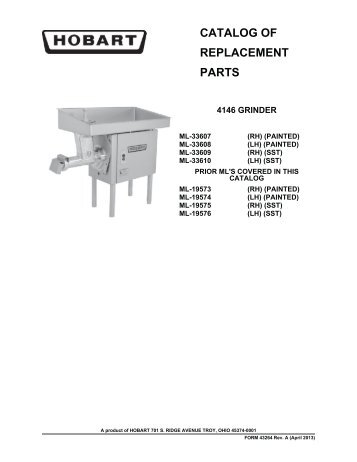 CATALOG OF REPLACEMENT PARTS - Hobart