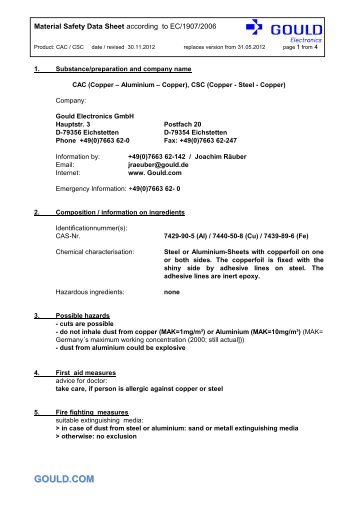 MSDS CAC / CSC - GOULD Electronics GmbH