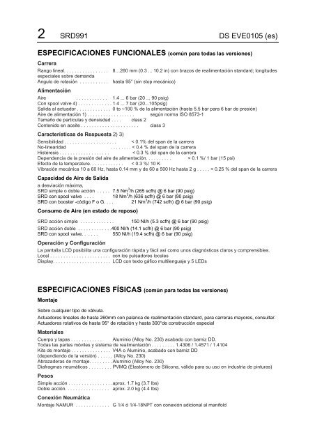 Posicionador Inteligente SRD991 con HART, FoxCom,PROFIBUS ...