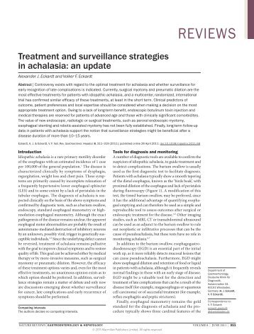 Treatment and surveillance strategies in achalasia: an update - Nature