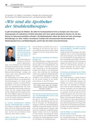 «Wir sind die Apotheker der Strahlentherapie» - Schweizerischer ...