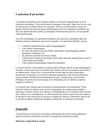 Guide de confection d'un herbier