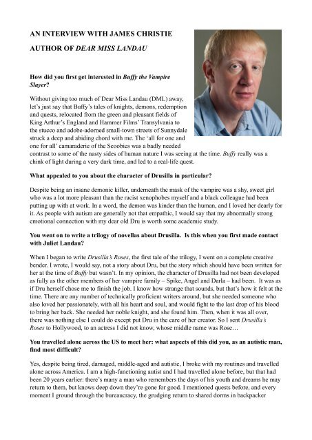 an interview with james christie author of dear miss ... - Chaplin Books