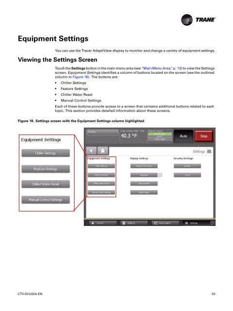 Operations Guide Tracer AdaptiViewâ¢ Display for Gear ... - Trane