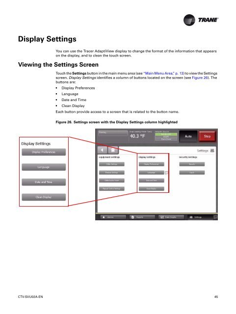 Operations Guide Tracer AdaptiViewâ¢ Display for Gear ... - Trane