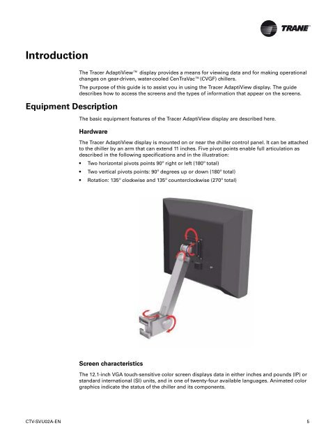 Operations Guide Tracer AdaptiViewâ¢ Display for Gear ... - Trane